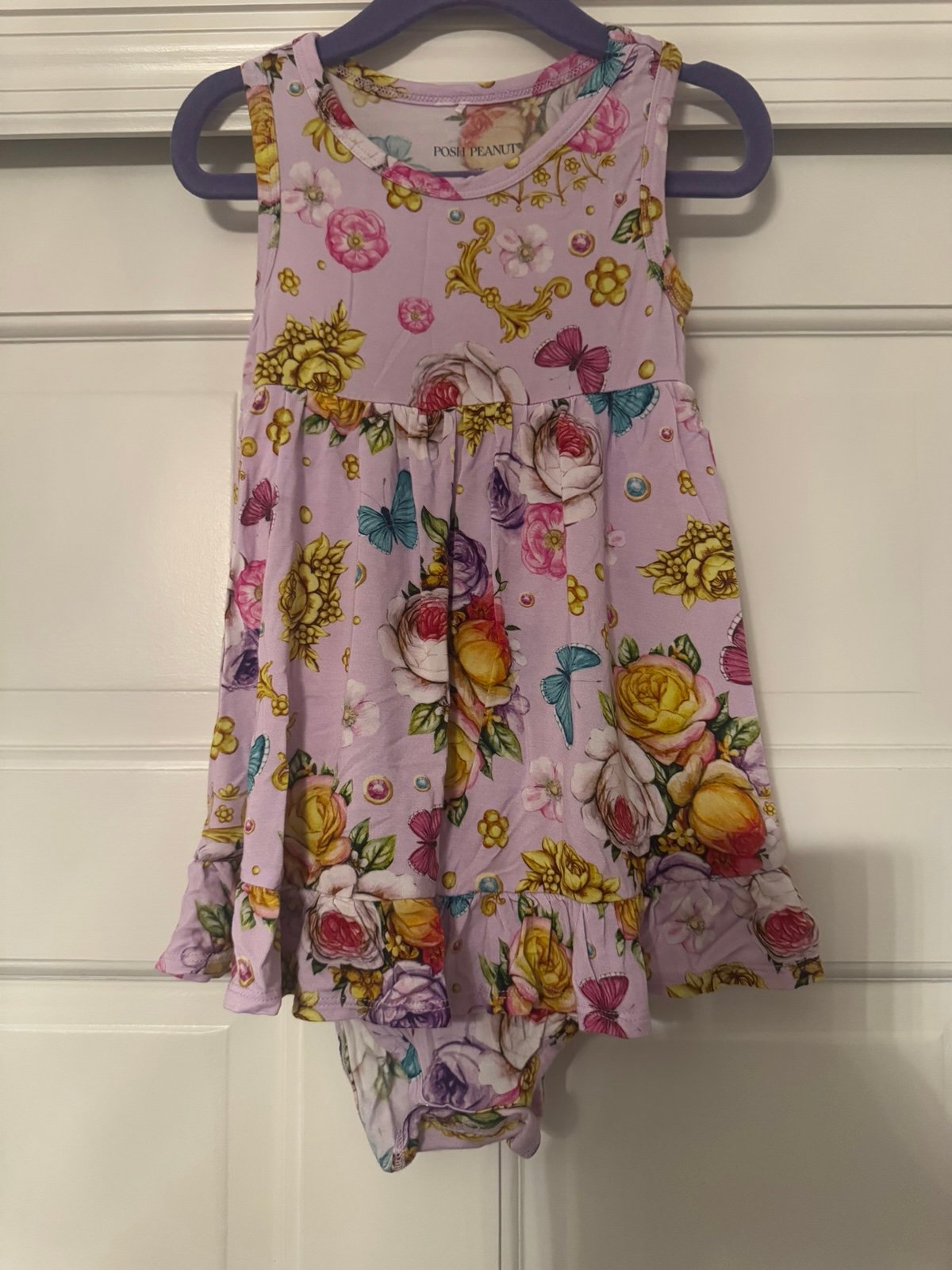 Posh Peanut - Adrina Racerback Ruffled Twirl Bodysuit Dress - 2T