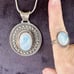 Beautiful Sterling Silver Rainbow Moonstone Necklace and Ring Set