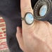 Beautiful Sterling Silver Rainbow Moonstone Necklace and Ring Set