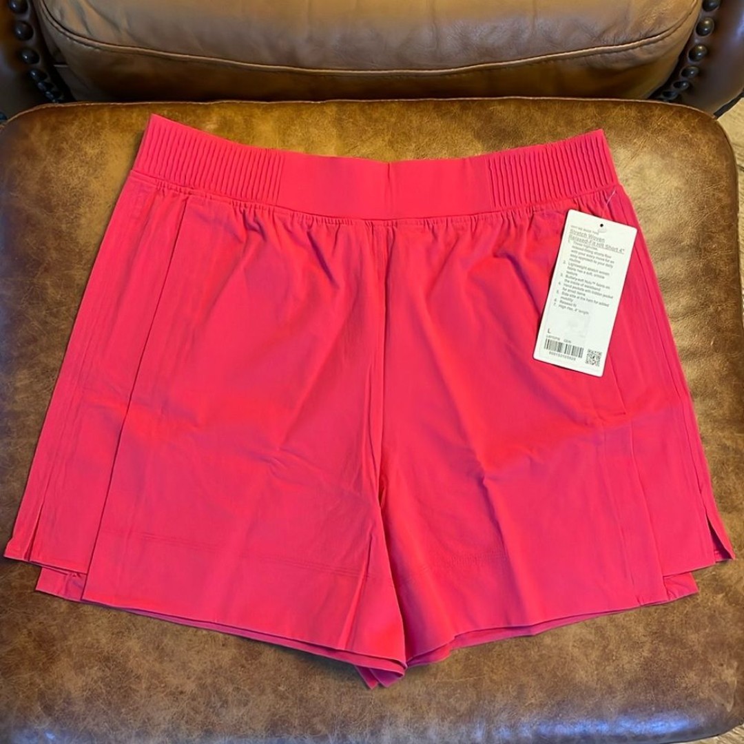 NWT Lululemon Stretch Woven Relaxed Fit High Rise 4” Short Sz Large Cherry Mist