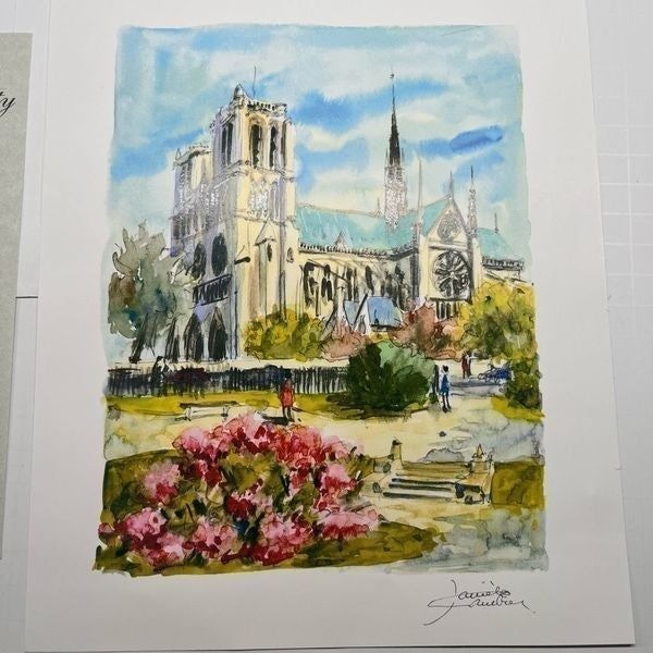 Daniele Cambier Seriolithograph In Color Notre Dame De Paris Signed COA