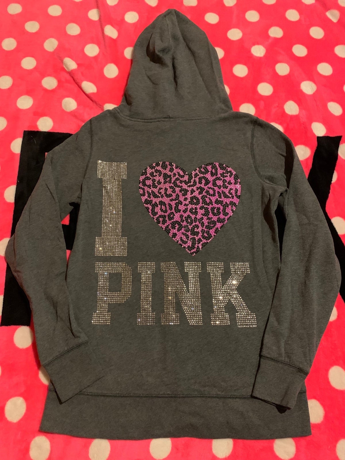 VS Pink gray cheetah bling full zip small