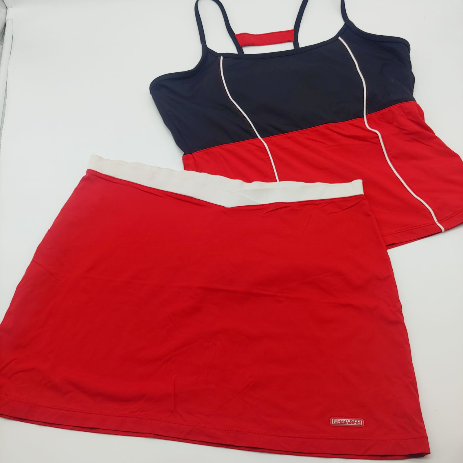 Wilson vintage y2k red black white stretch 2pc tank top + tennis skirt