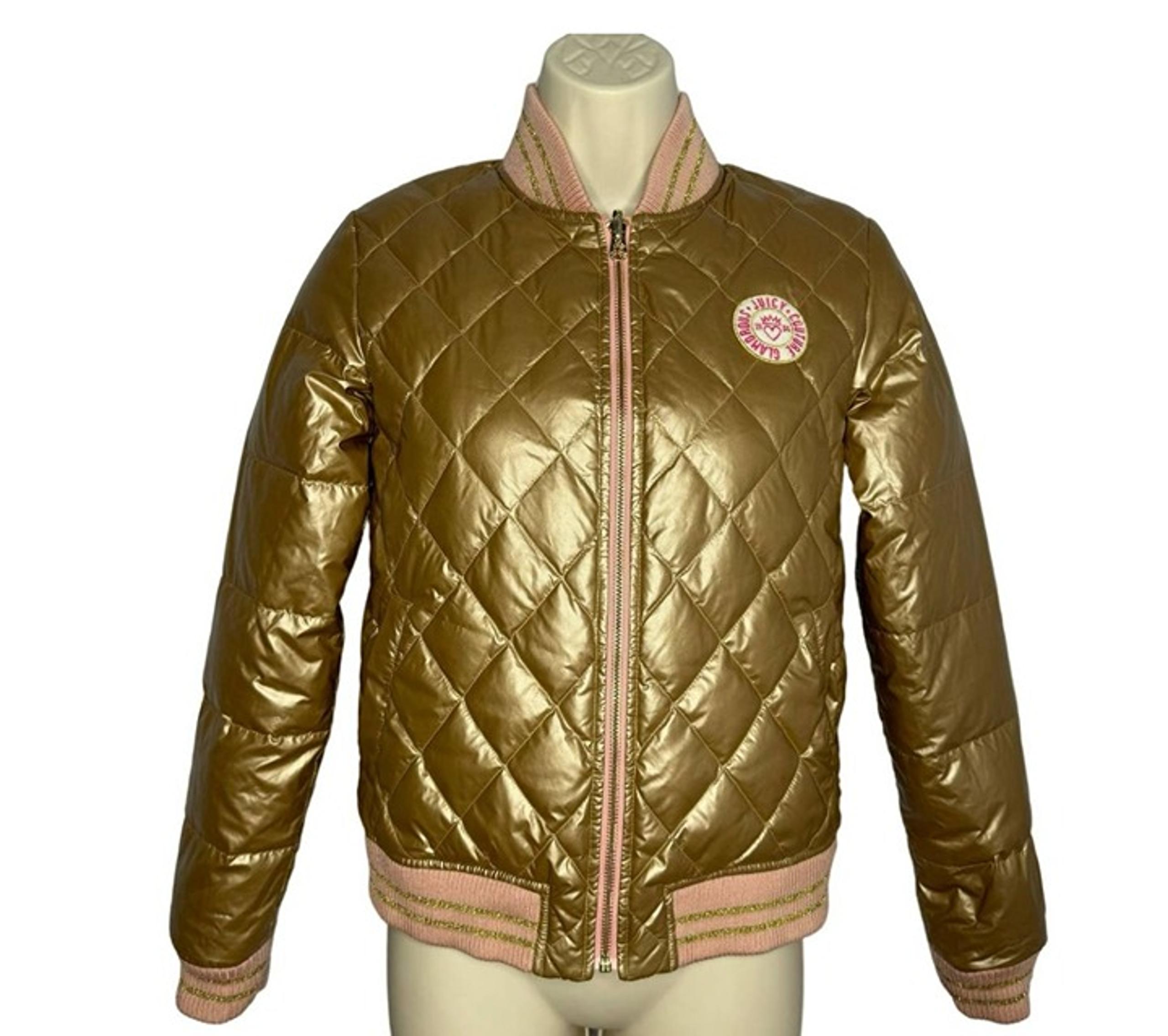 Juicy Couture Black Label Floral Gold Reversible Puffer Jacket