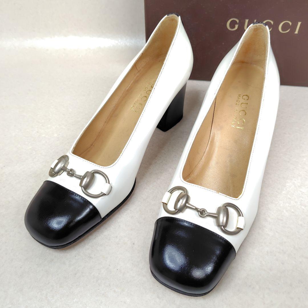 ★Almost Unused★ Gucci Pumps 24cm Horsebit Bicolor Chunky