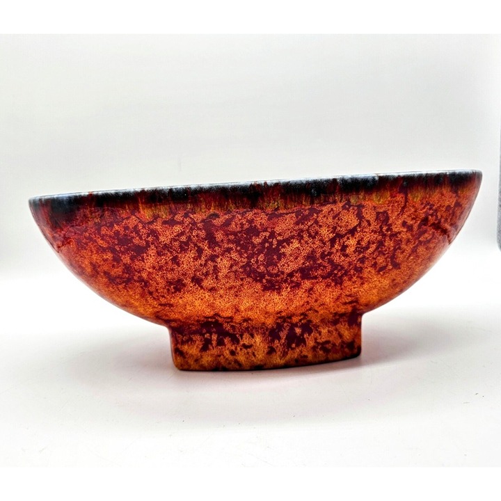 Art Pottery Console Bowl Portugal Destinos, SA MCM Orange Amberina Glazed