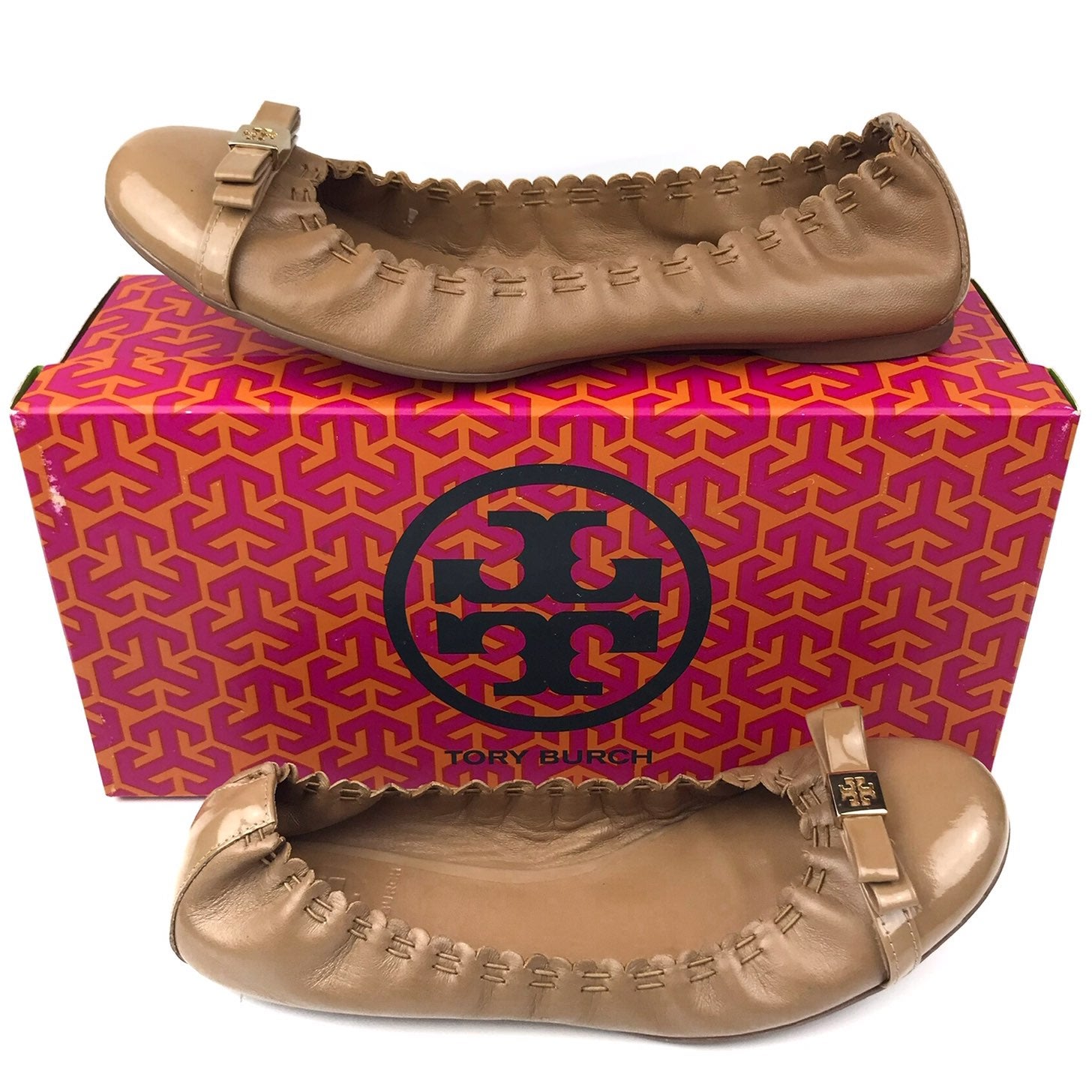 TORY BURCH Romy Mestico Patent Bow Flat
