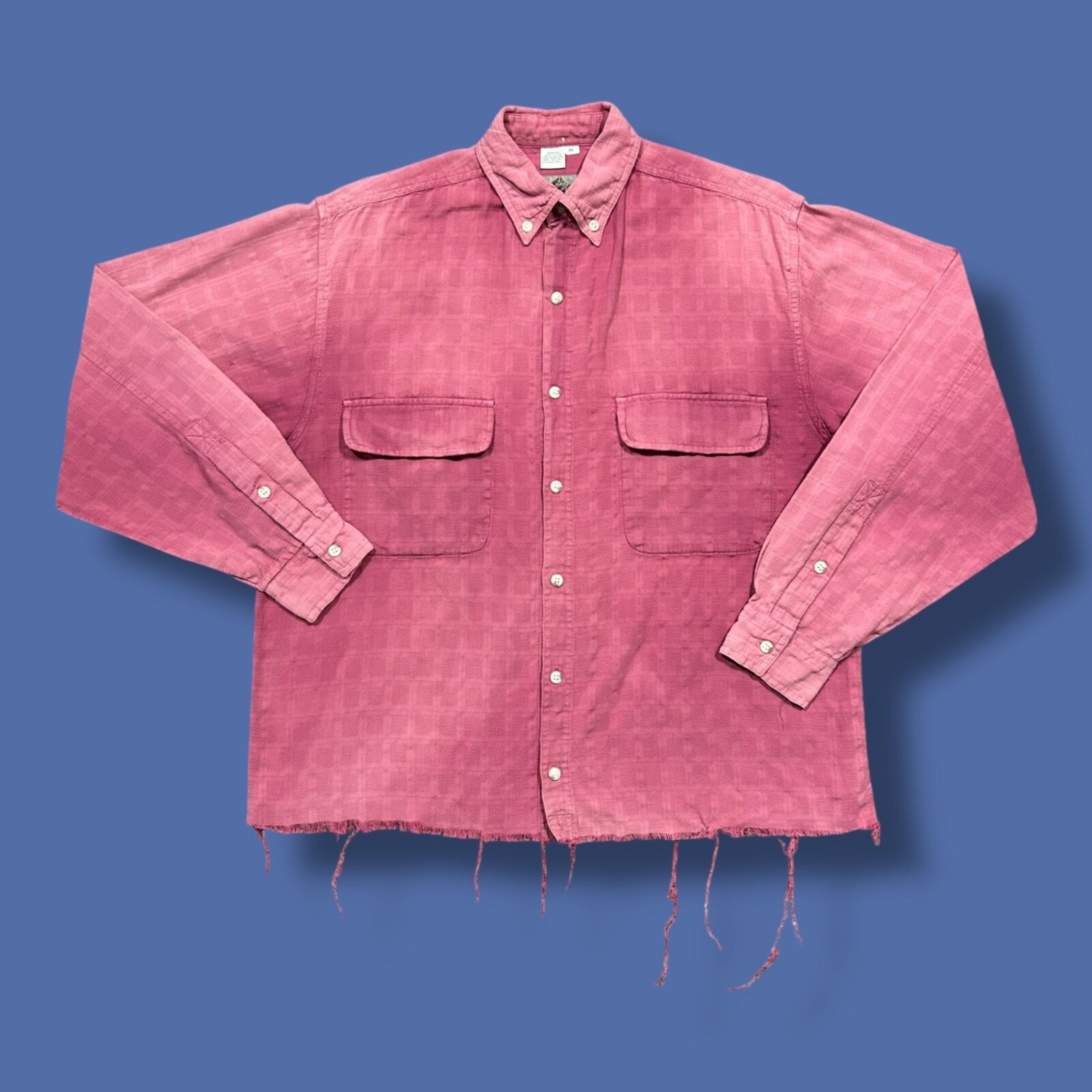 Vintage Thrashed Shirt Sun Faded Distressed Button Up Long Sleeve Cotton Medium
