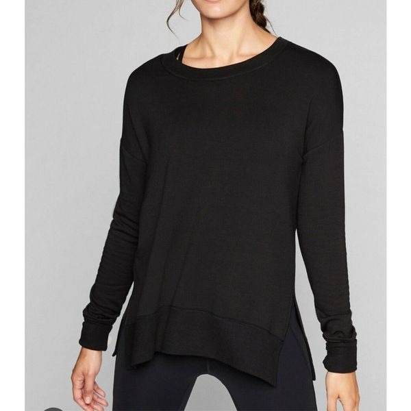 athleta coaster luxe sweatshirt black womens large