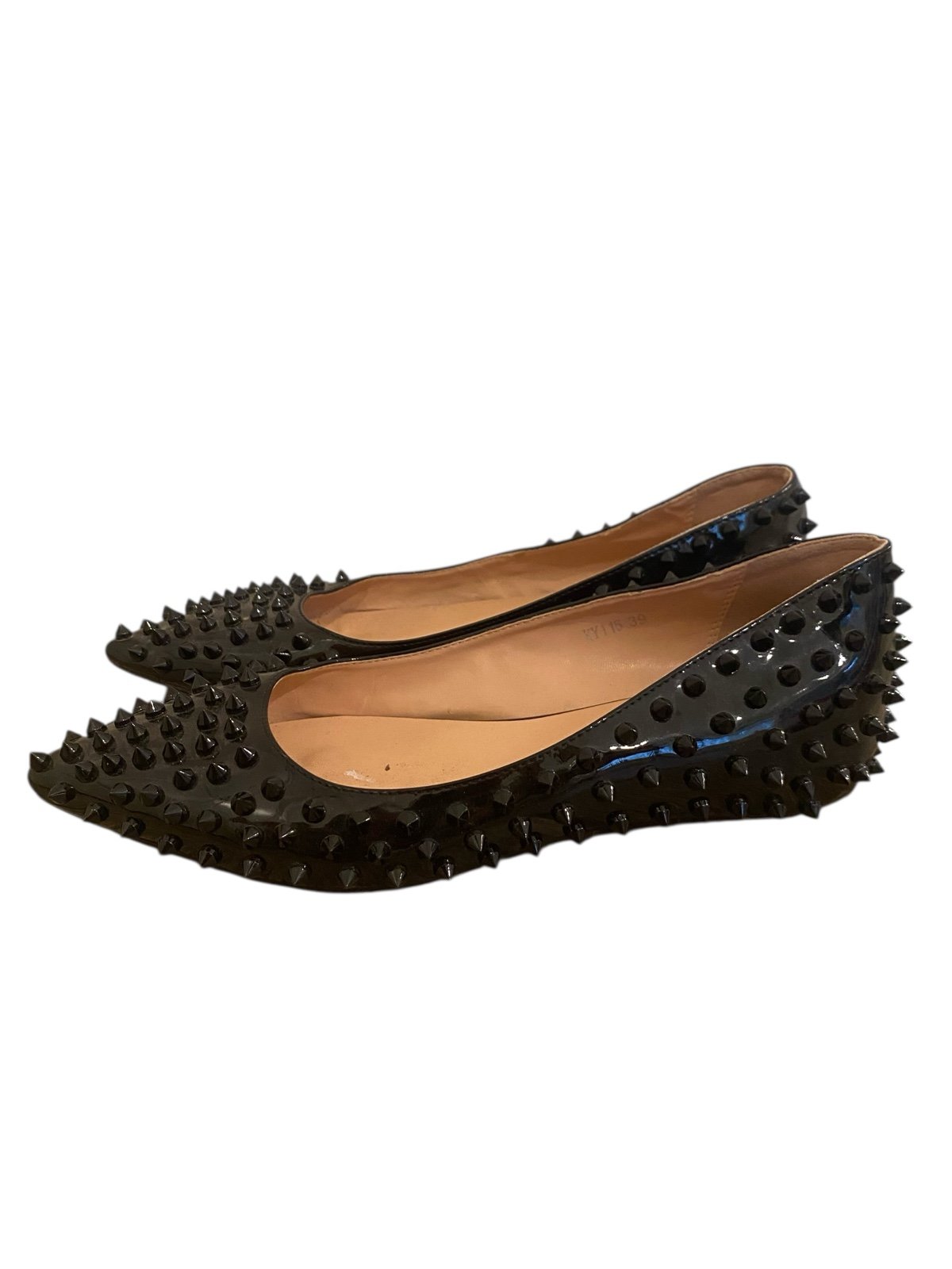 Onlymaker Womens Spiked Point Toe Ballet Flats