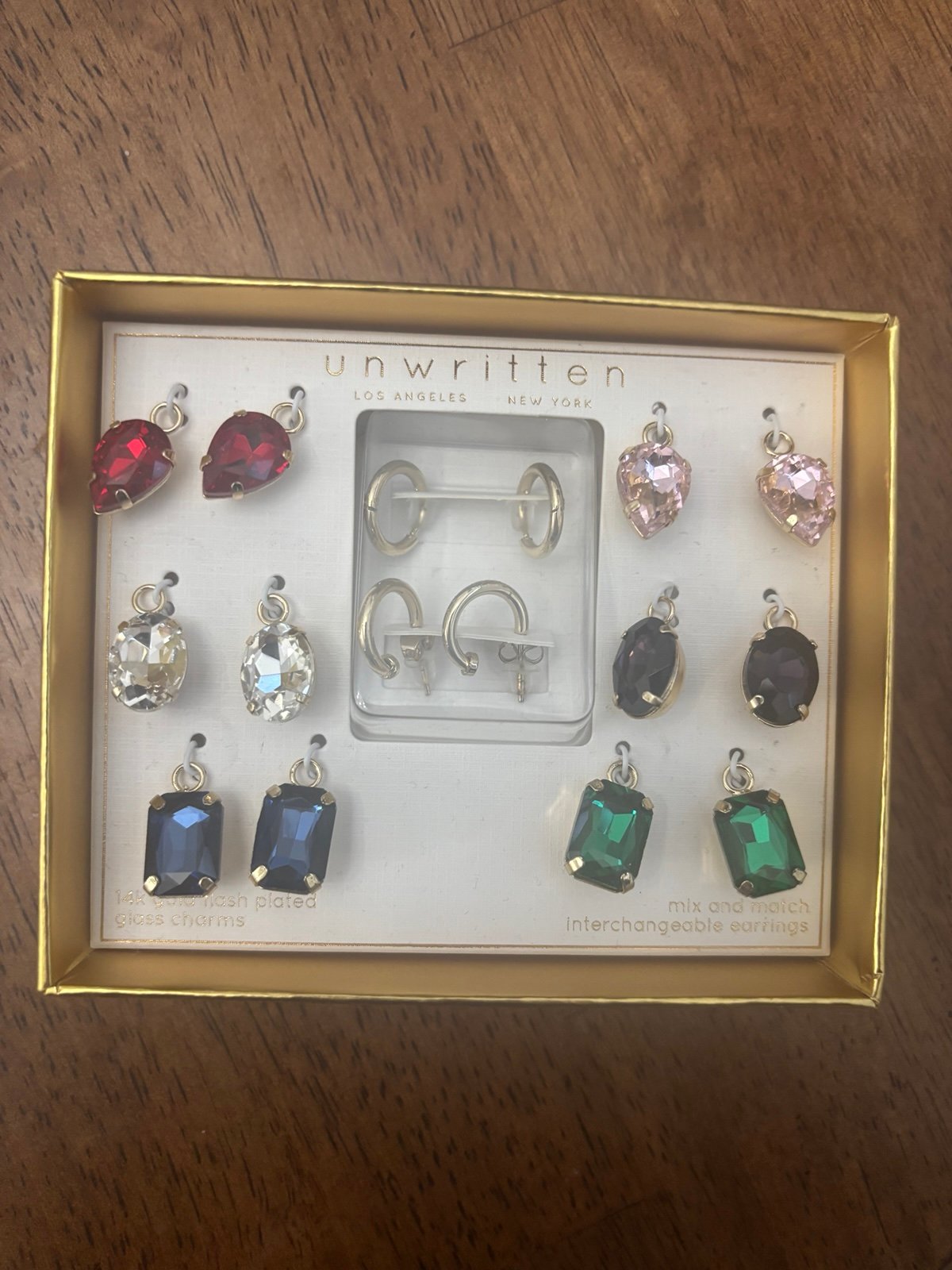 Unwritten NIB 12-piece earring set 14k gold plated interchangeable jewels