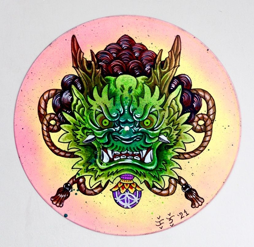 Custom Dragon acrylic painting on vinyl