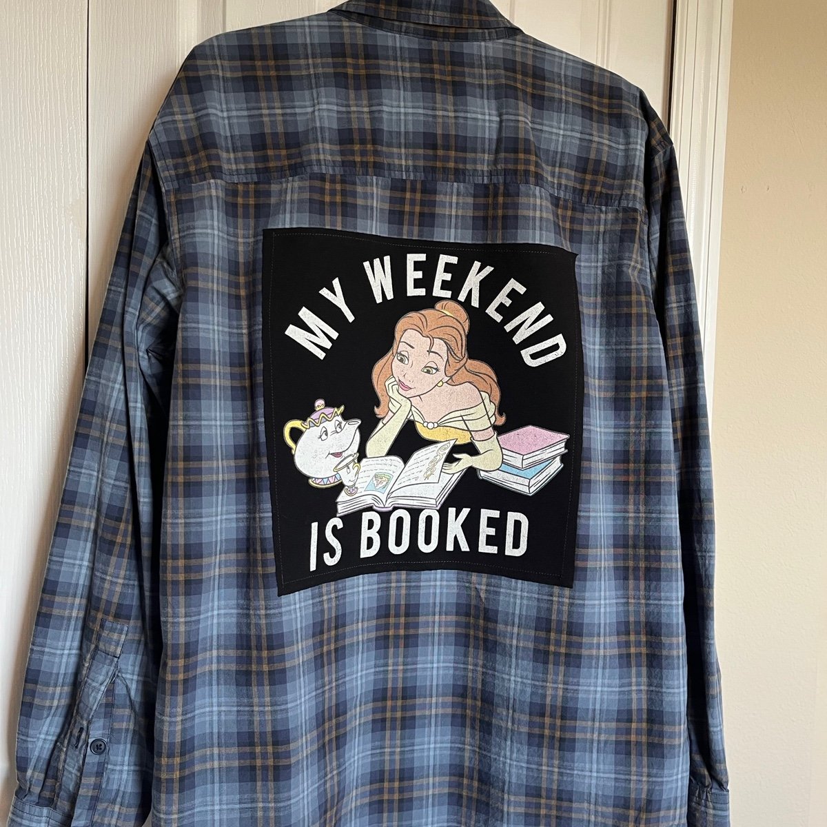 Beauty and the Beast Upcycled Flannel Shirt Sz XL