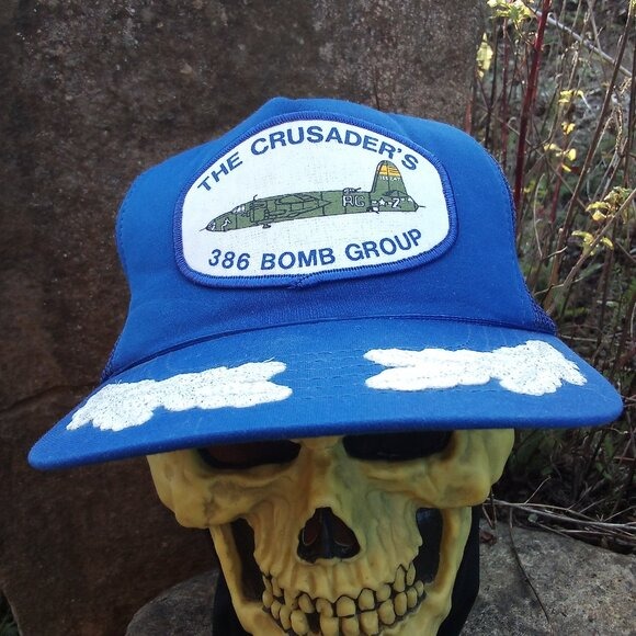 Deadstock Vintage Crusaders 386 Bomb Group Patch Snap Trucker Hat