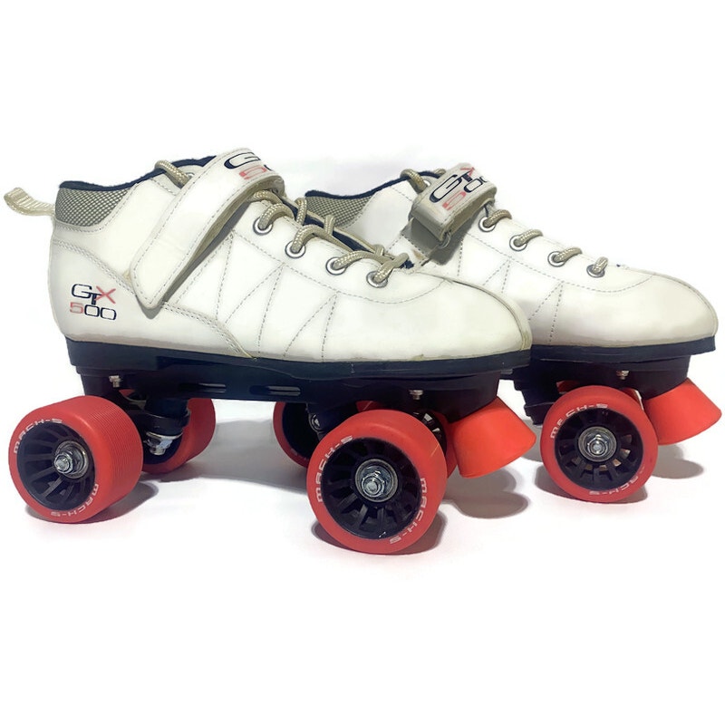 GTX500 Roller Skates White With Pink Wheels Size 7