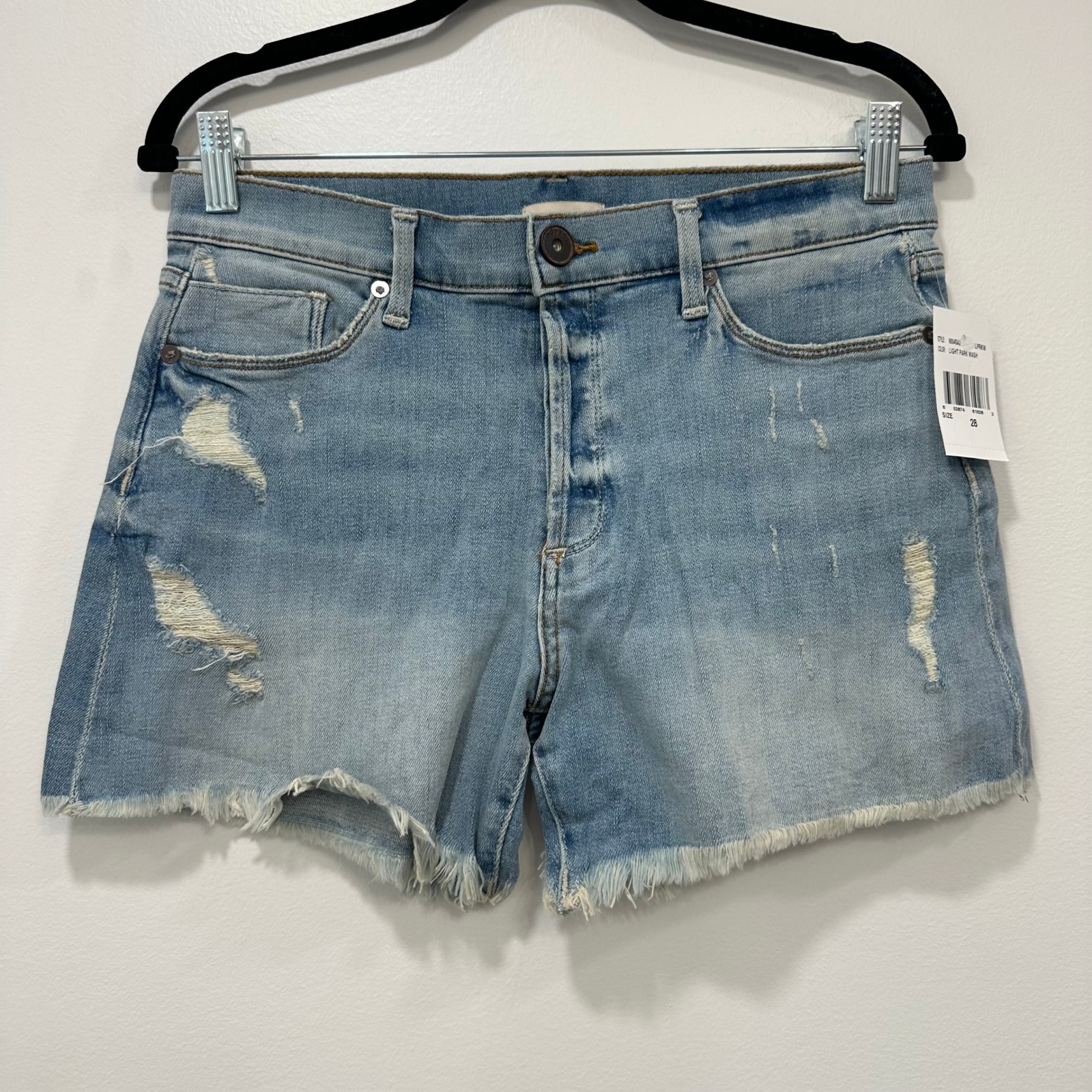 Edyson Womens Delon High Rise Shorts 28 Medium Wash Raw Hem Revolve NEW