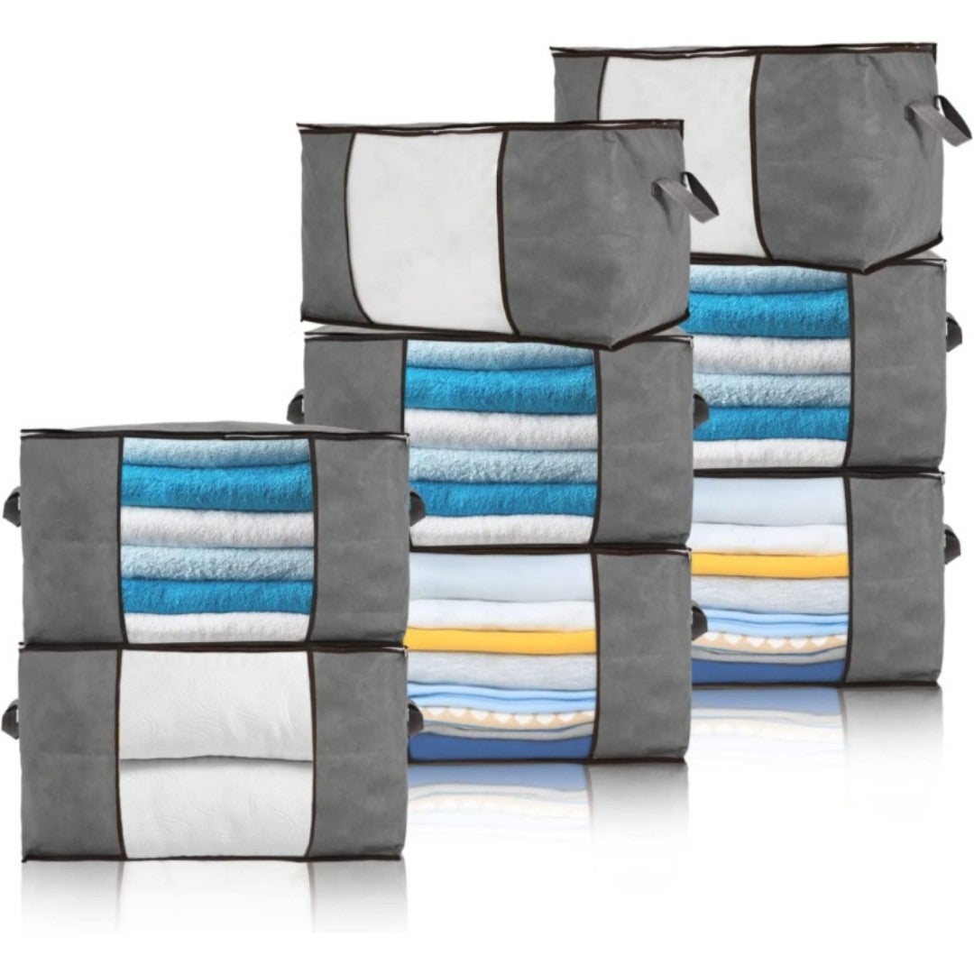 8pack 90l Extra Large Capacity Storage Bins With Clear Window Closet Organize...