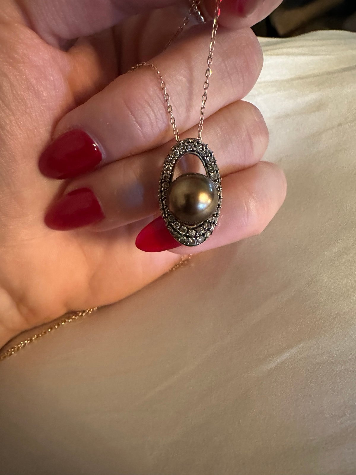 LeVian 14k Gold Diamond & Pearl Necklace