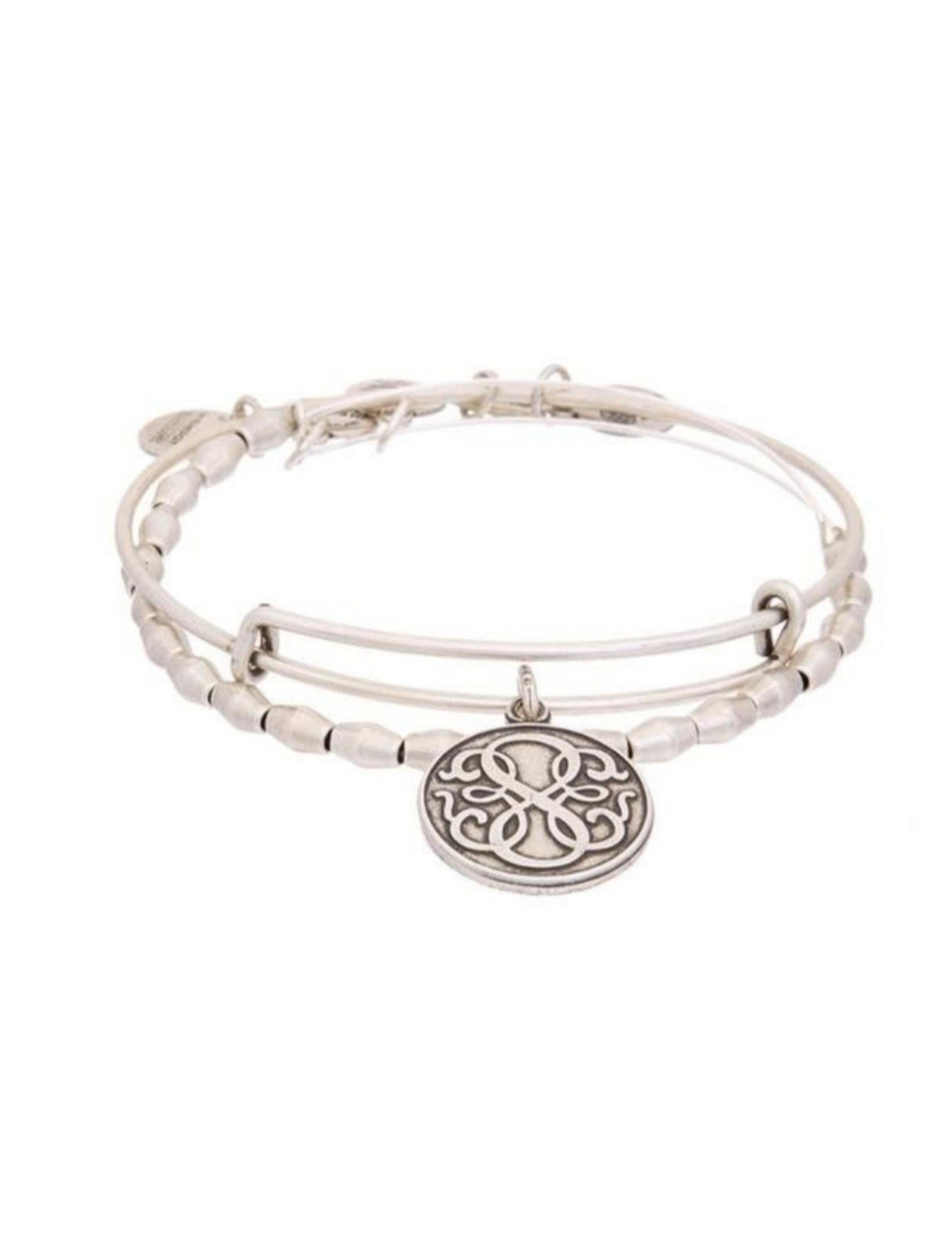 NWT Alex and Ani Path of Life Art Infusion Set of 2 Bangles, Silver Finish.