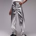 NWT Topshop Straight Leg Faux Leather Pants in Silver US Size 14