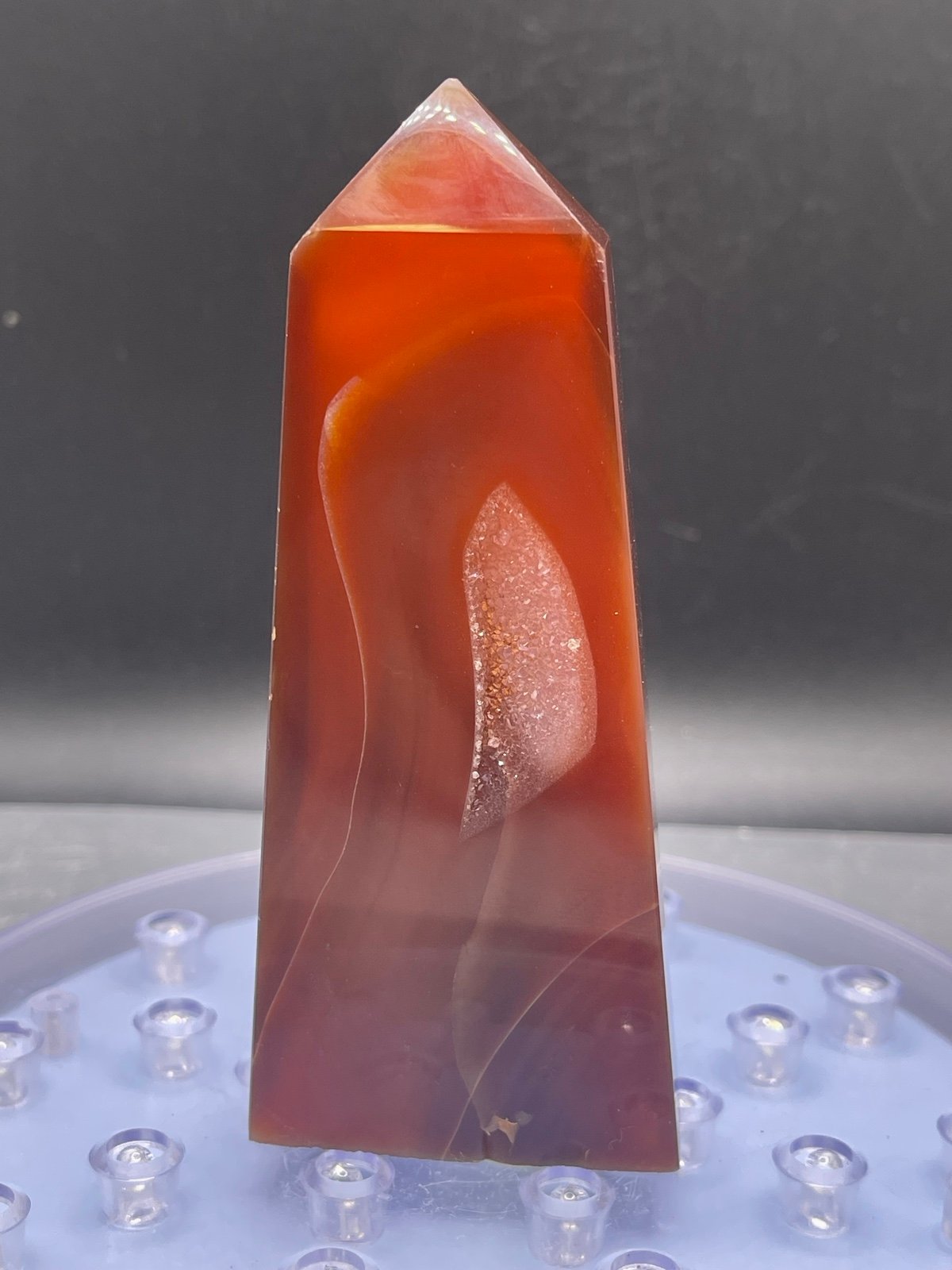 Beautiful carnelian tower with druzy - 163g