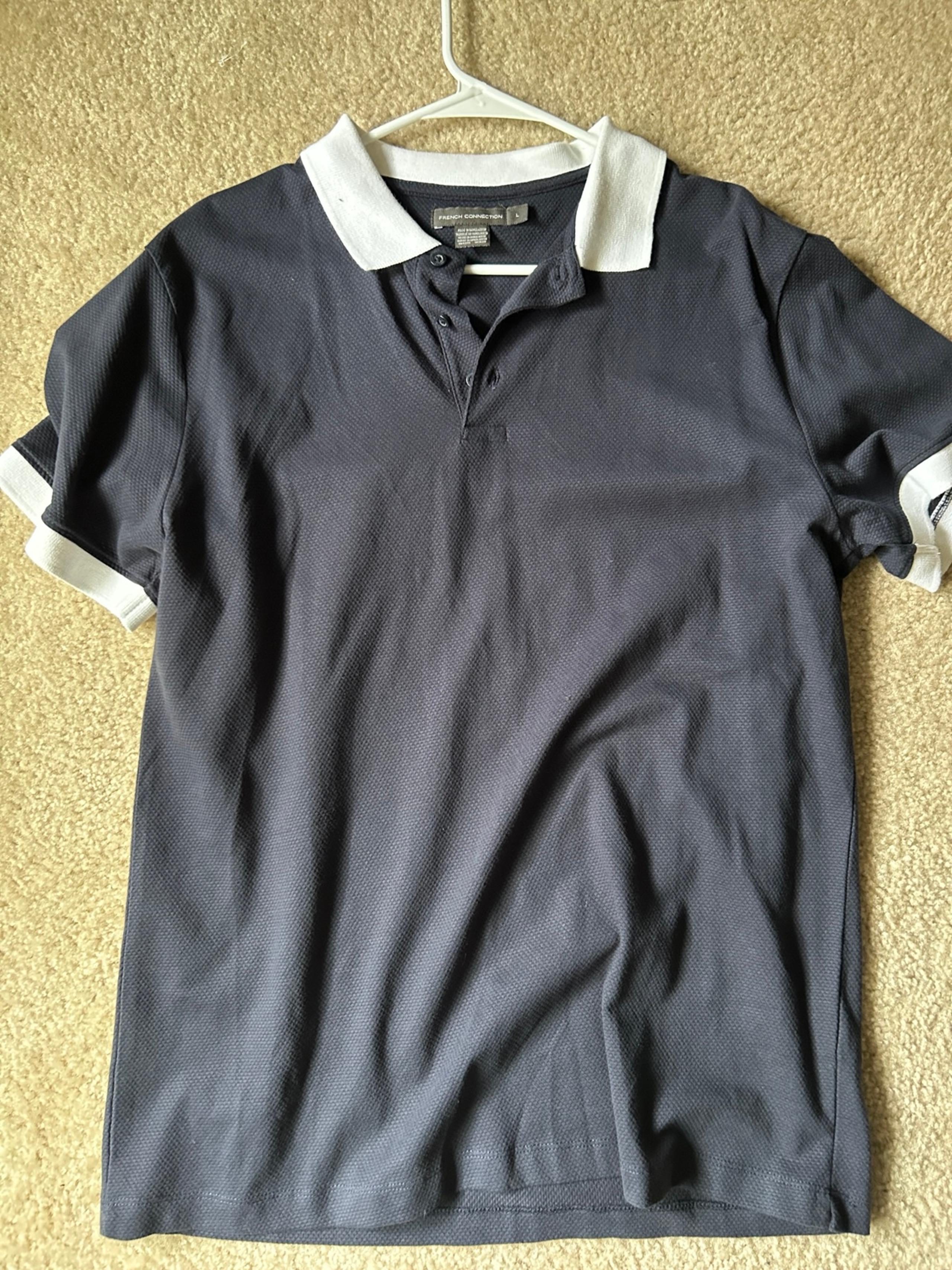 French Connection Blue and White Polo Shirt