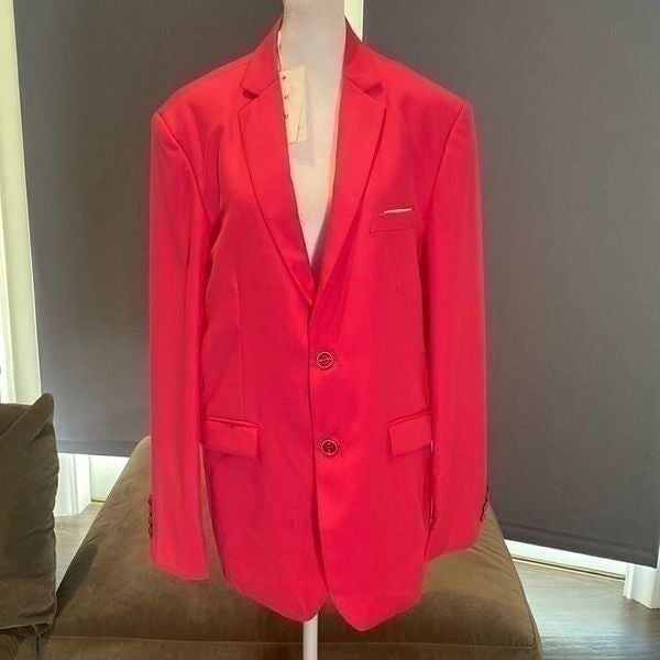 Men’s Mogu Pink Suit Jacket Blazer Two Button Single Breasted Prom Size 40 NWT