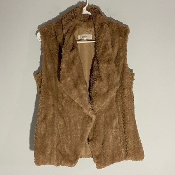 Wildflower Brown Faux-Fur Vest Size S