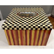 Mackenzie Childs Empty Gift Box Courtly Check 15 x 15 X 9 with Tissue Paper