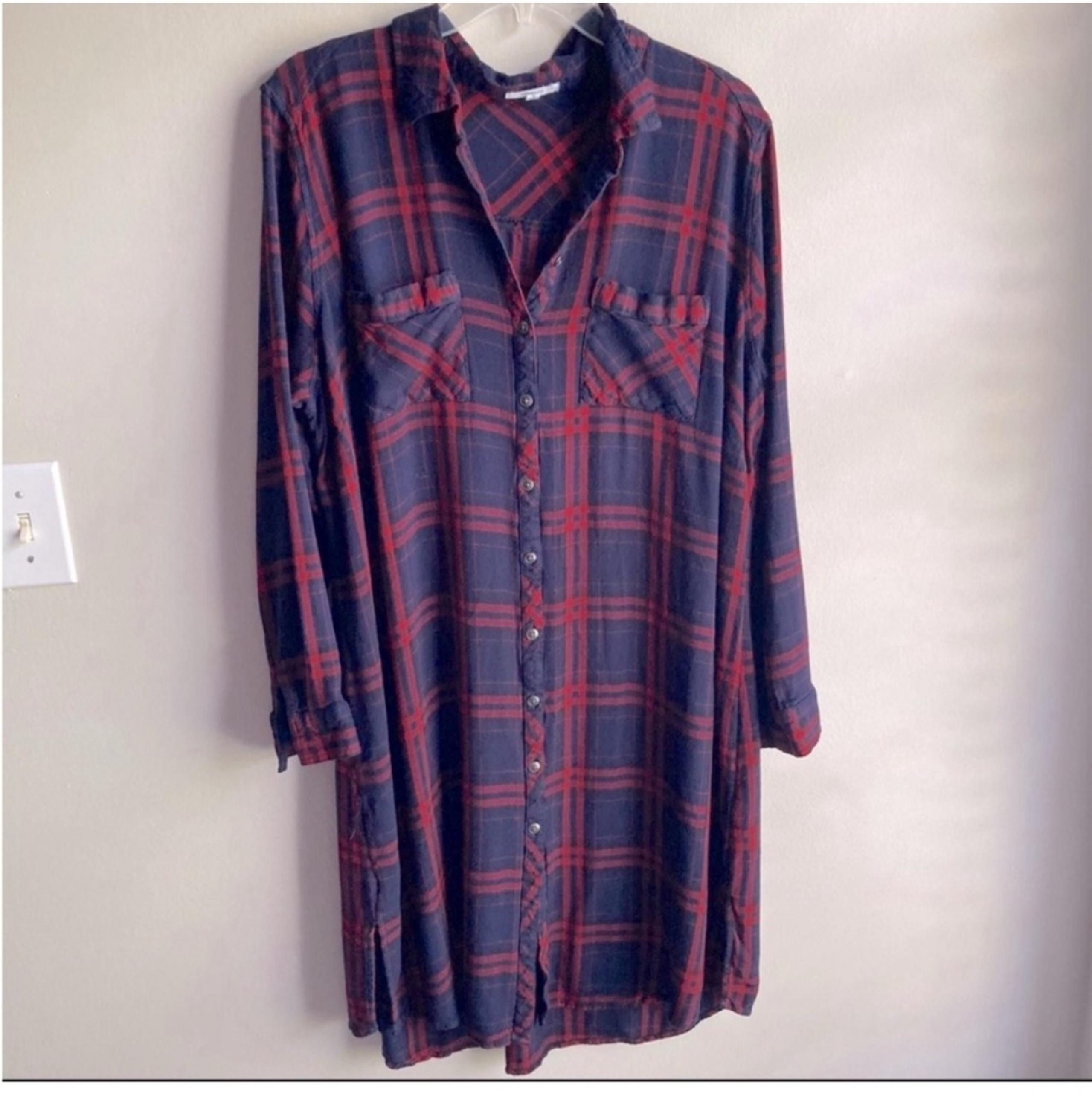 Maurices Red and Blue Plaid Shirt Dress Size 2X