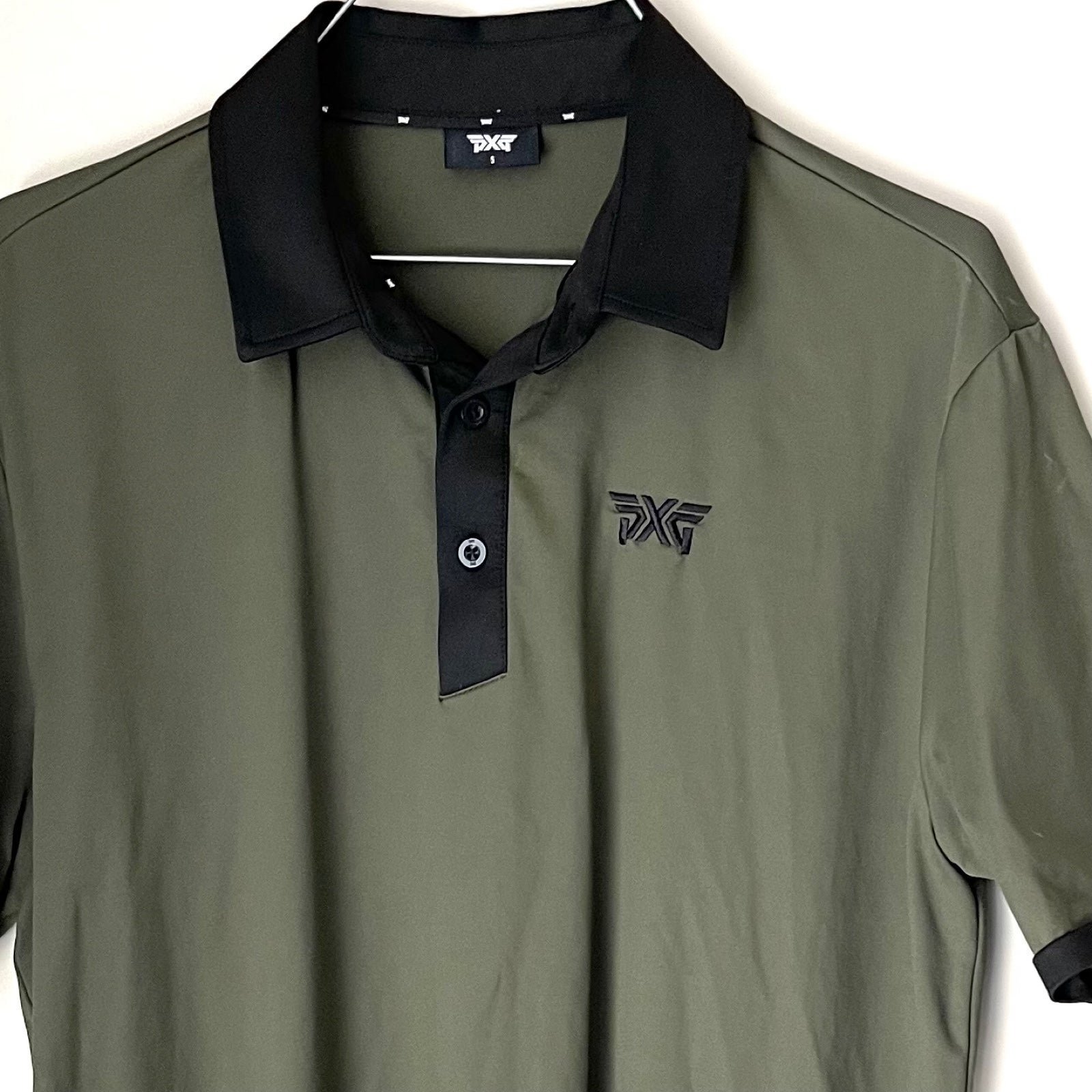 PXG Military Green Contrast Collar Polo S