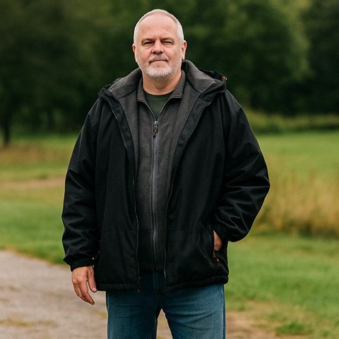 MOUNTAIN CLUB Men XL Fleece Lined Double Zip Waterproof Drawstring Hood Hiking