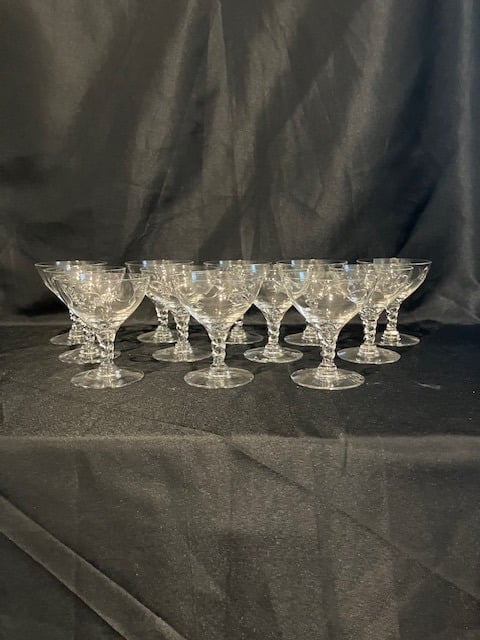 Arcadia by Seneca - Ten Vintage Cut Crystal Champagne Tall Sherbets Coupes