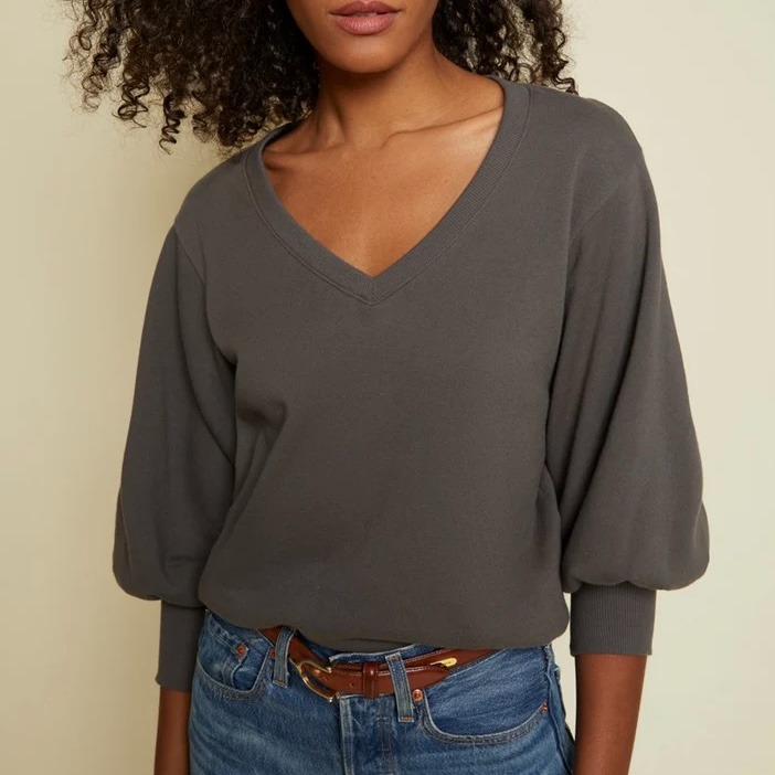 Nation LTD Neva V Neck Sweater In Petrol XS