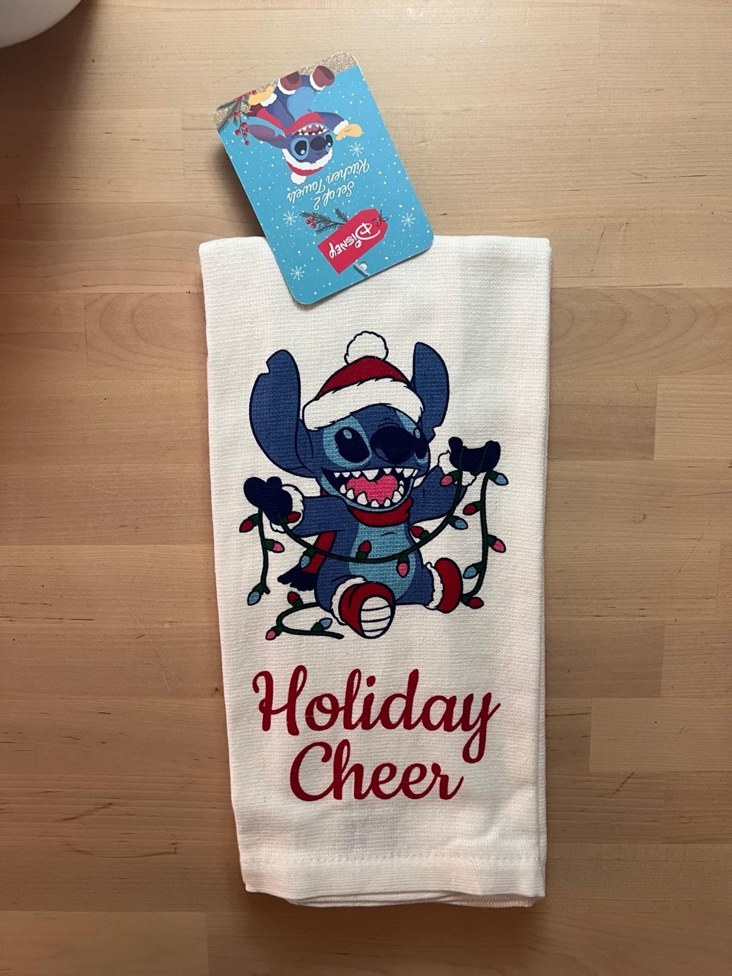 Disney stitch set of 2 Christmas kitchen Towels