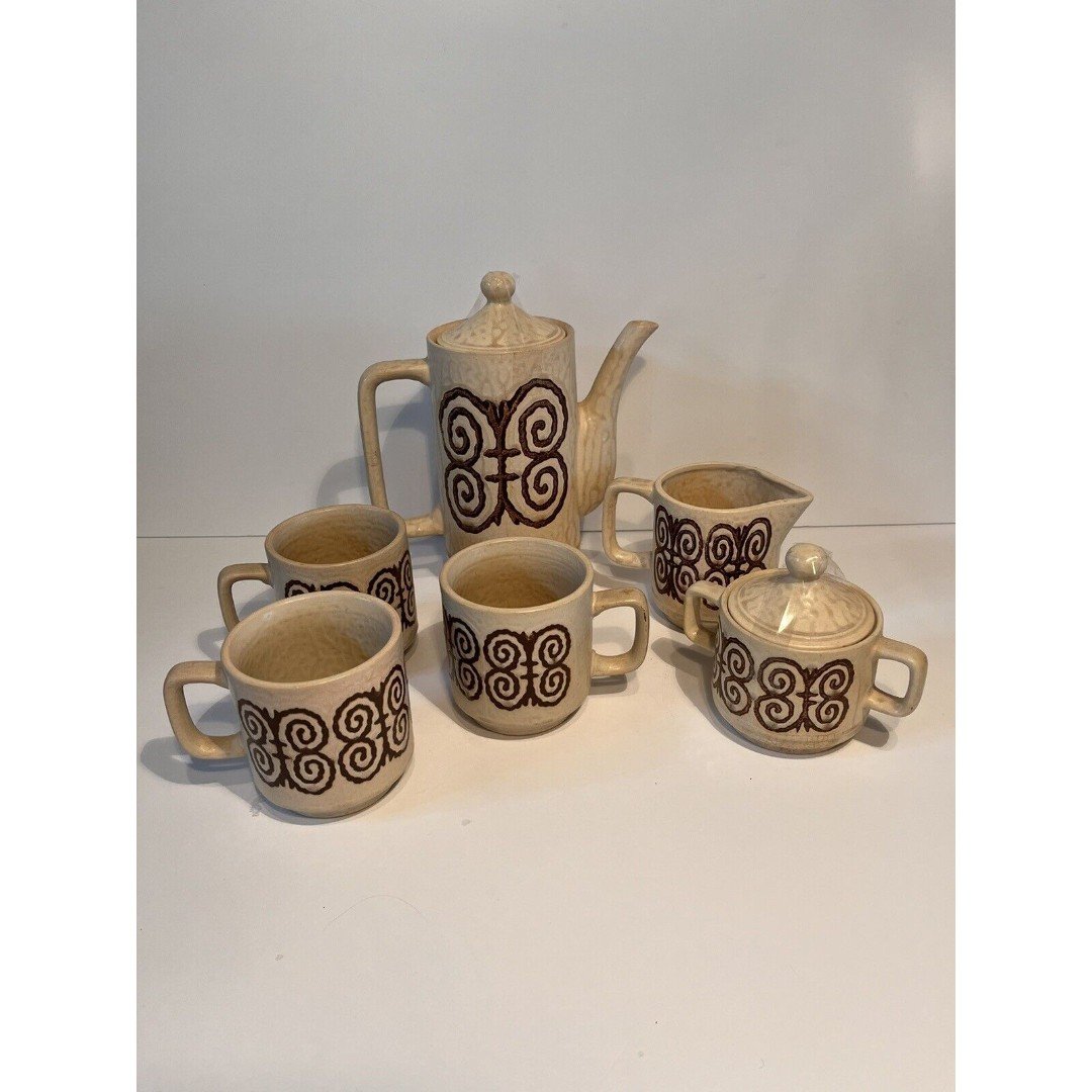 Vintage MCM Clay Pottery Tea Set