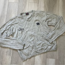 Canterbury of New Zealand Cashmere Merino Wool V Neck Sweater Gray (Medium)