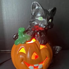 Vintage Halloween Decoration, Vintage Black Cat, Halloween Decor, Light Up Hallo