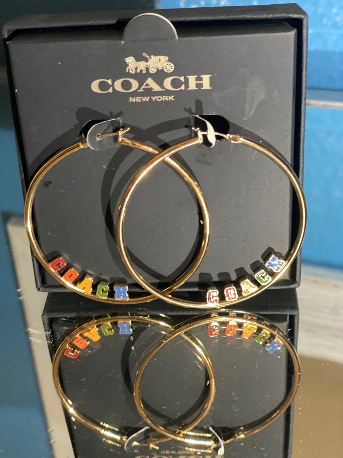 Rainbow coach hoop earings