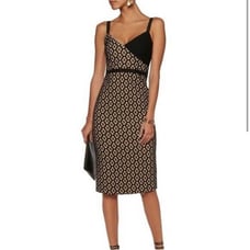 NWT Cinq A Sept Sera Dress Black Camel Size 0 Midi French Chic Sexy Flattering