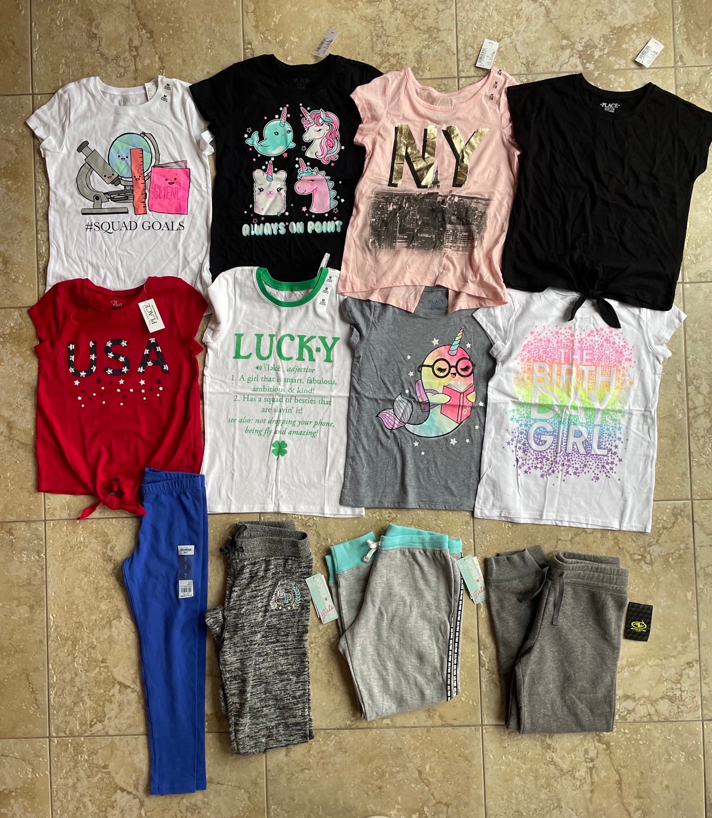 Girls Tops & Bottoms, Size 7/8, All New with Tags