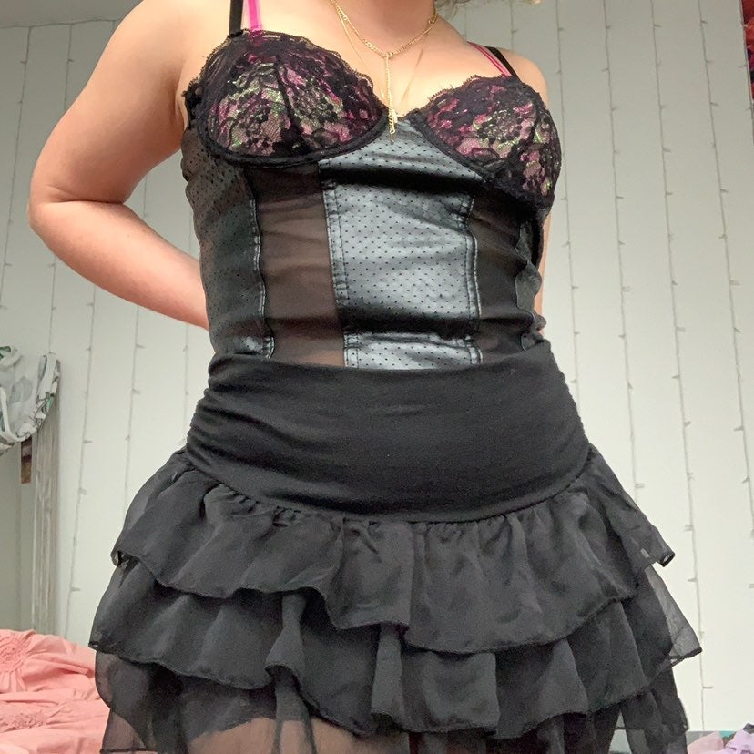 Dreamgirl leather and mesh lingerie