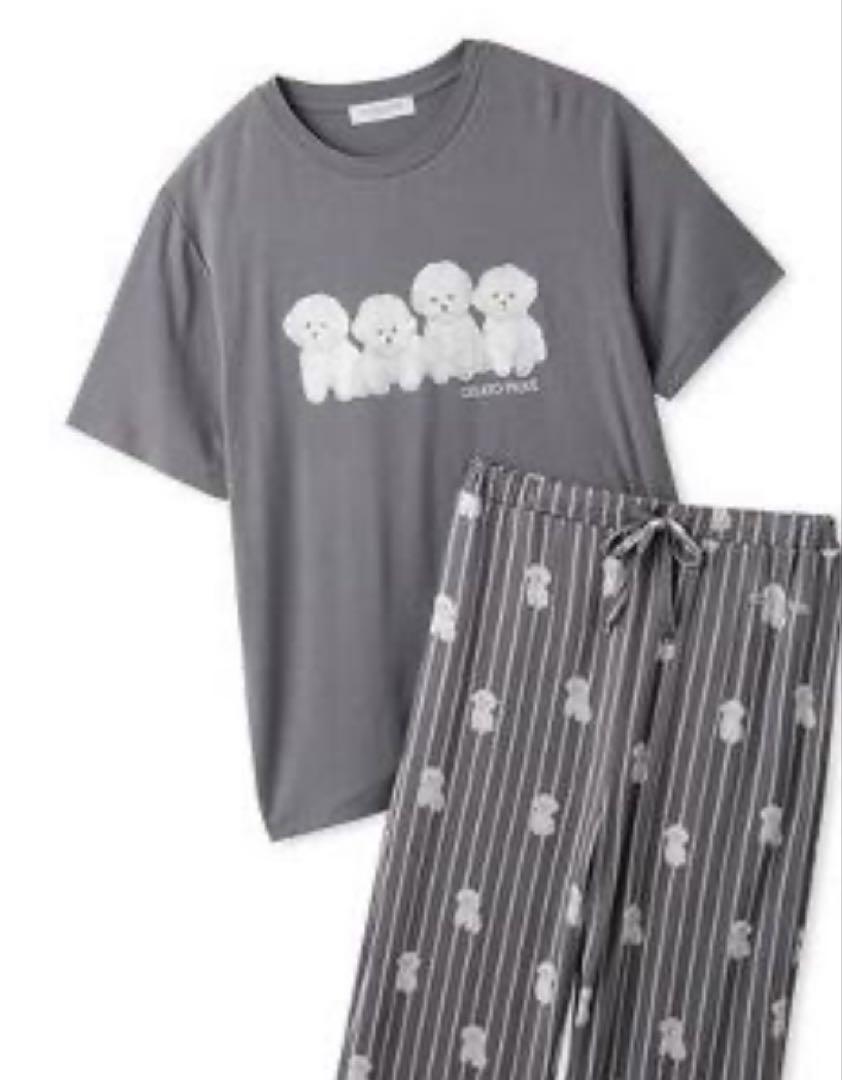 Gelato Pique Homme [Cool Touch] Bichon Frise Pattern T-shirt