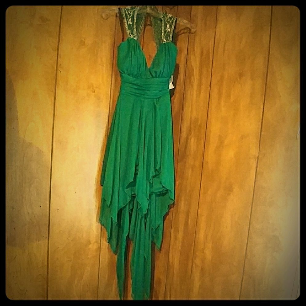 NWT Green Sequin Open Back Dress