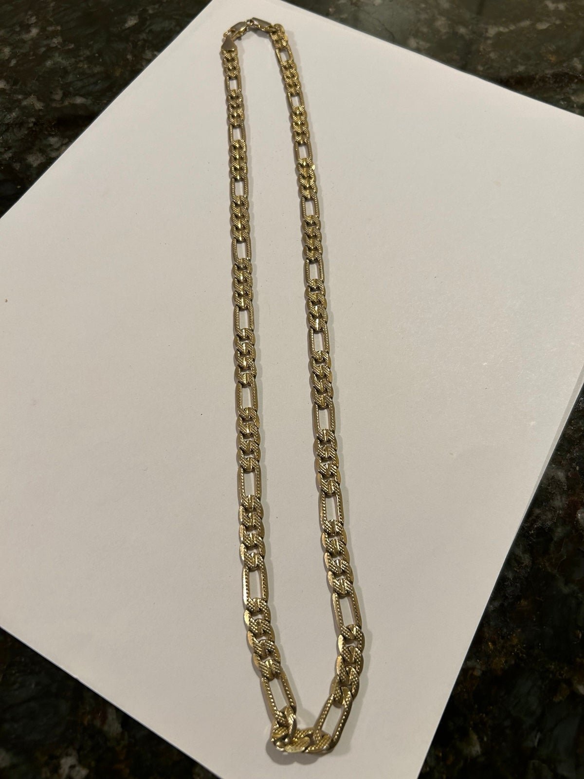 Figaro Link Chin Stamped 18K Gold Tone Stainless Steel