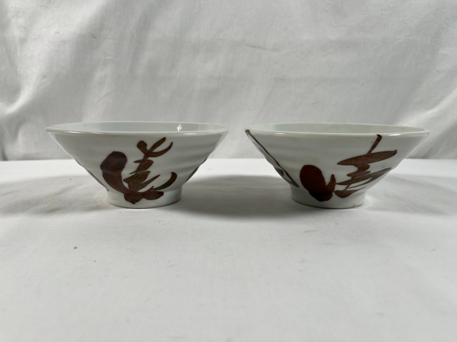 Pair of Antique? VTG Japanese Hand Painted Porcelain Soup Rice Bowl