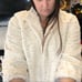 new Faux Fur Cape Bell Sleeve Soft White w/ 1 Snap Made in Italy women's size M