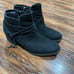 Born Montilla Women Black Leather Ankle Booties Tassel Boots Zip Size 9 Suede