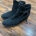 Born Montilla Women Black Leather Ankle Booties Tassel Boots Zip Size 9 Suede