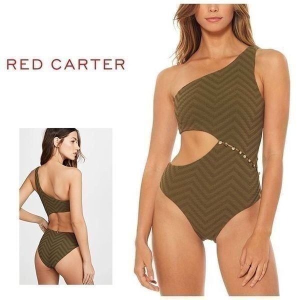 New. Red Carter Asymmetric green swimsuit. MSRP 162. Small